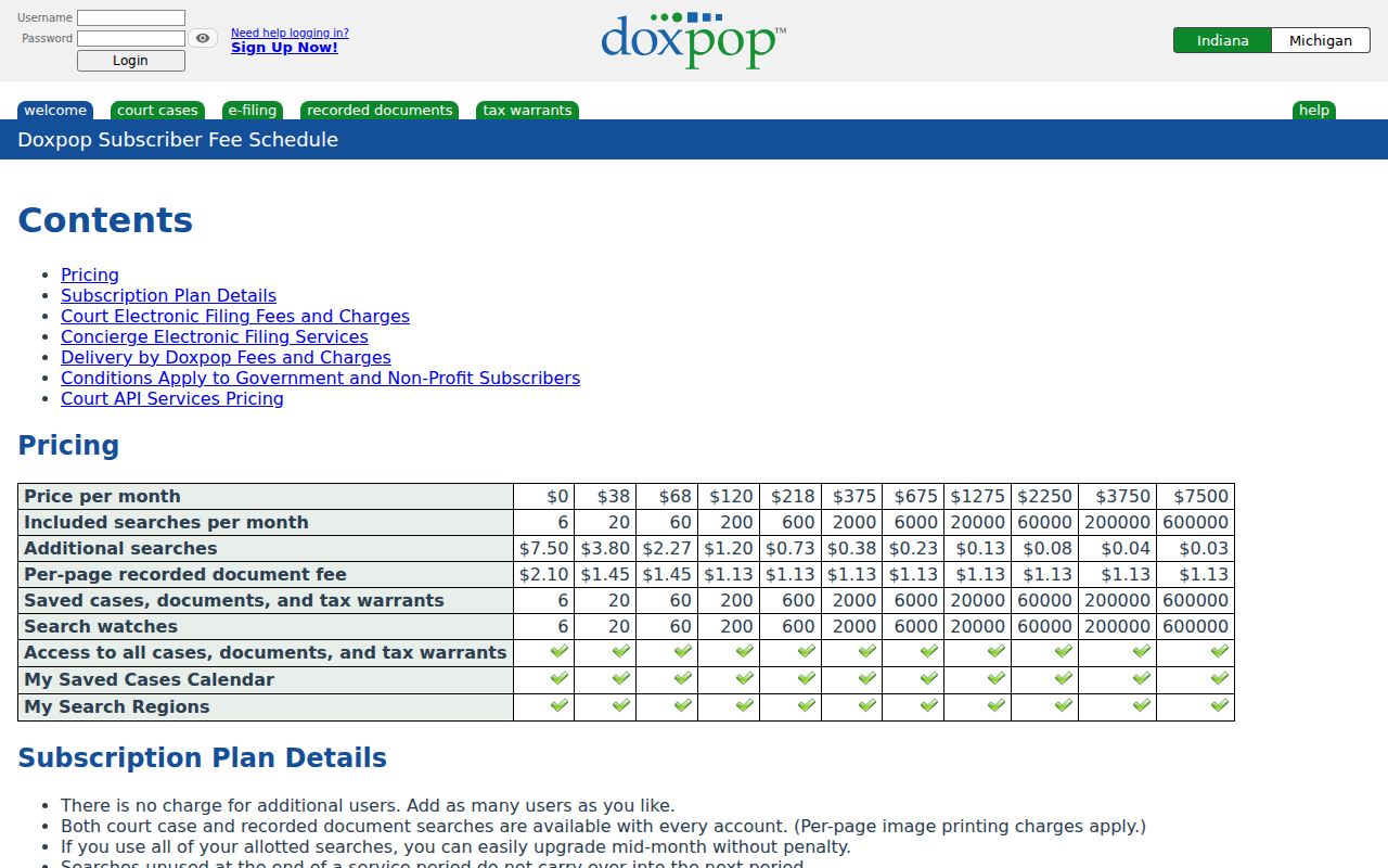 Montgomery County case search through Doxpop fee and access information