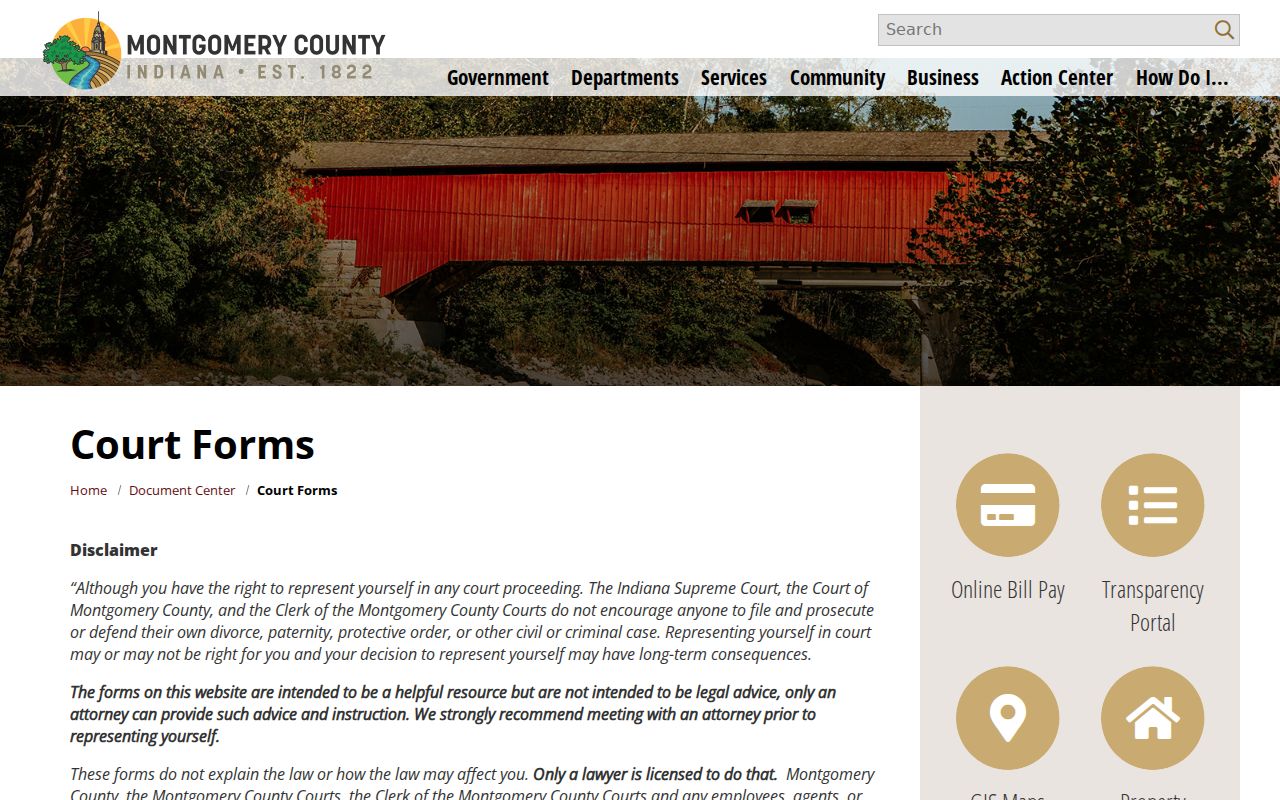 Montgomery County civil docket forms and filing resources