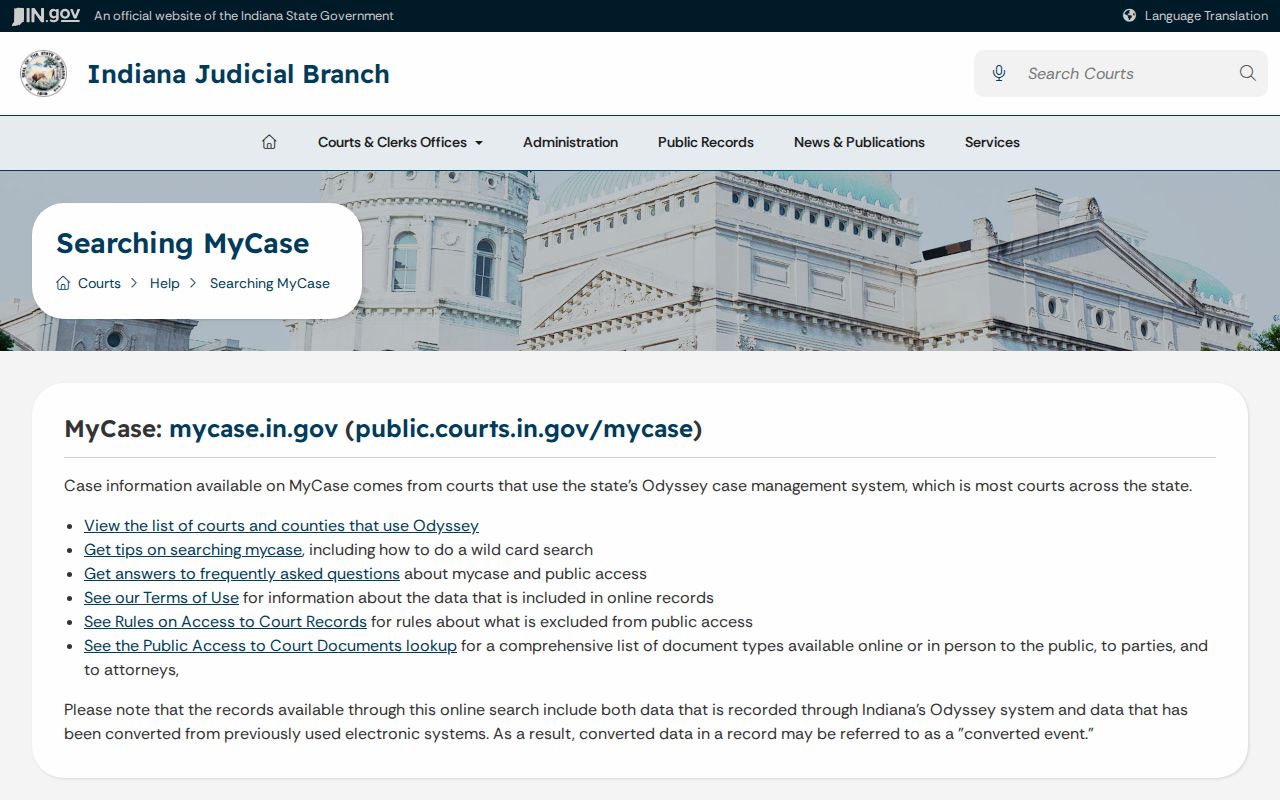 Montgomery County court record guidance on MyCase help