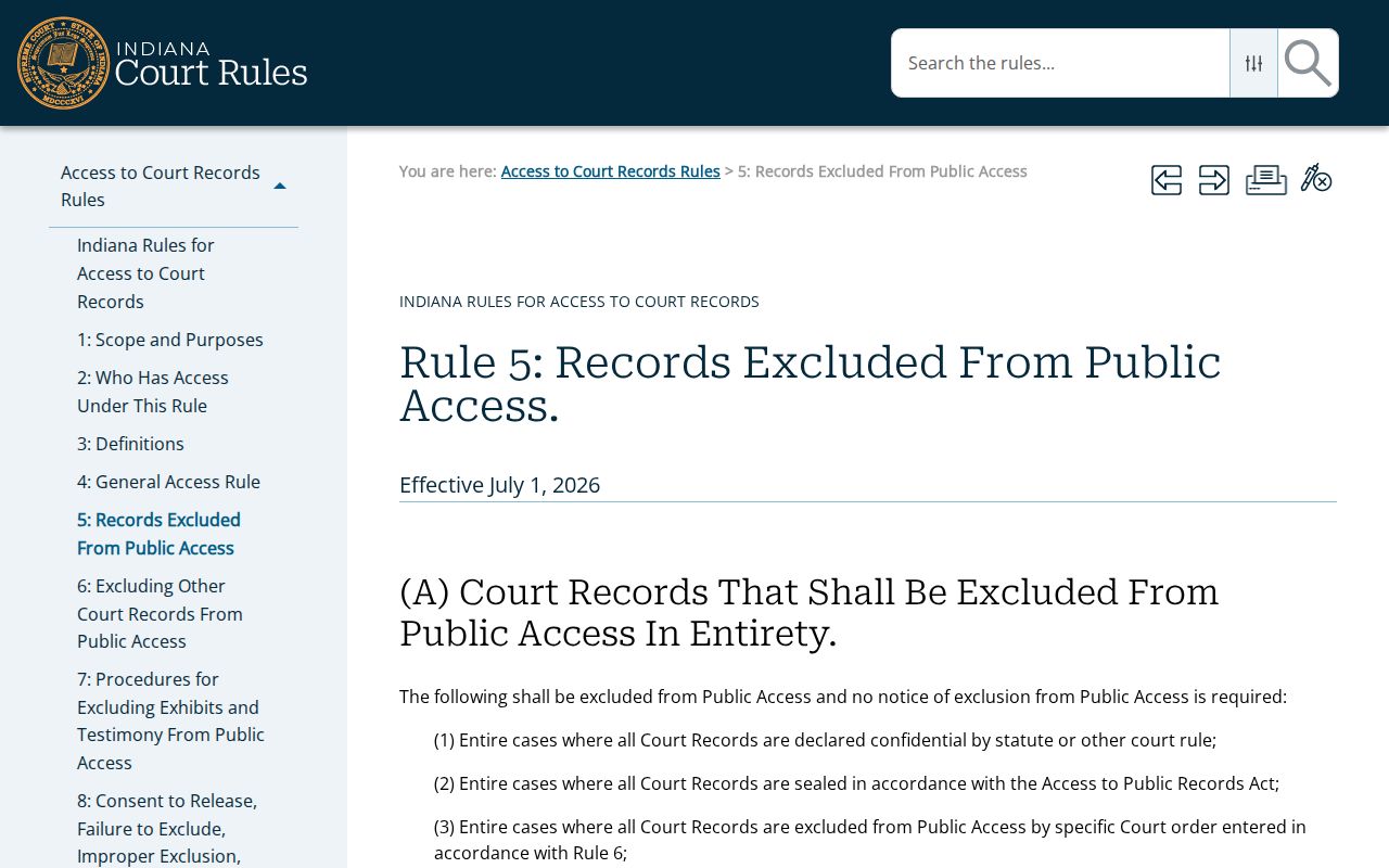 Indiana confidentiality rules for Montgomery County criminal dockets