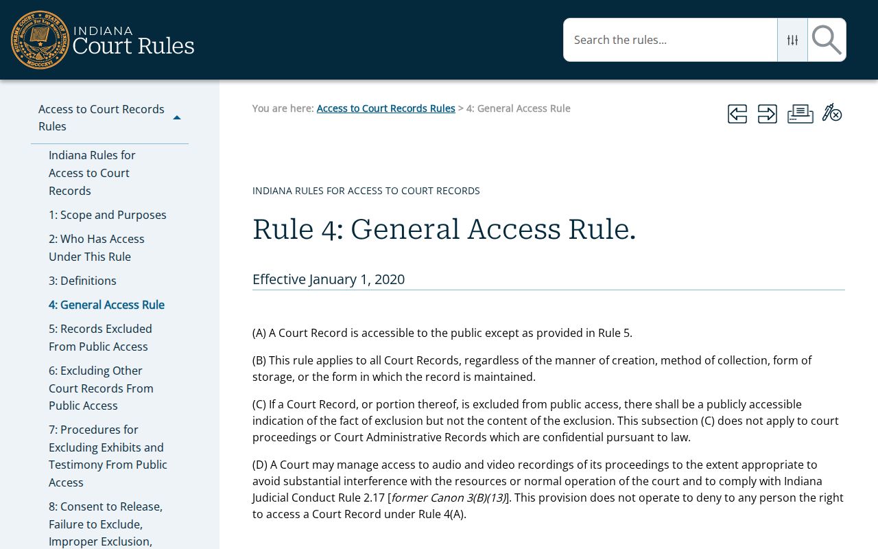 Montgomery County court docket access under Indiana Rule 4