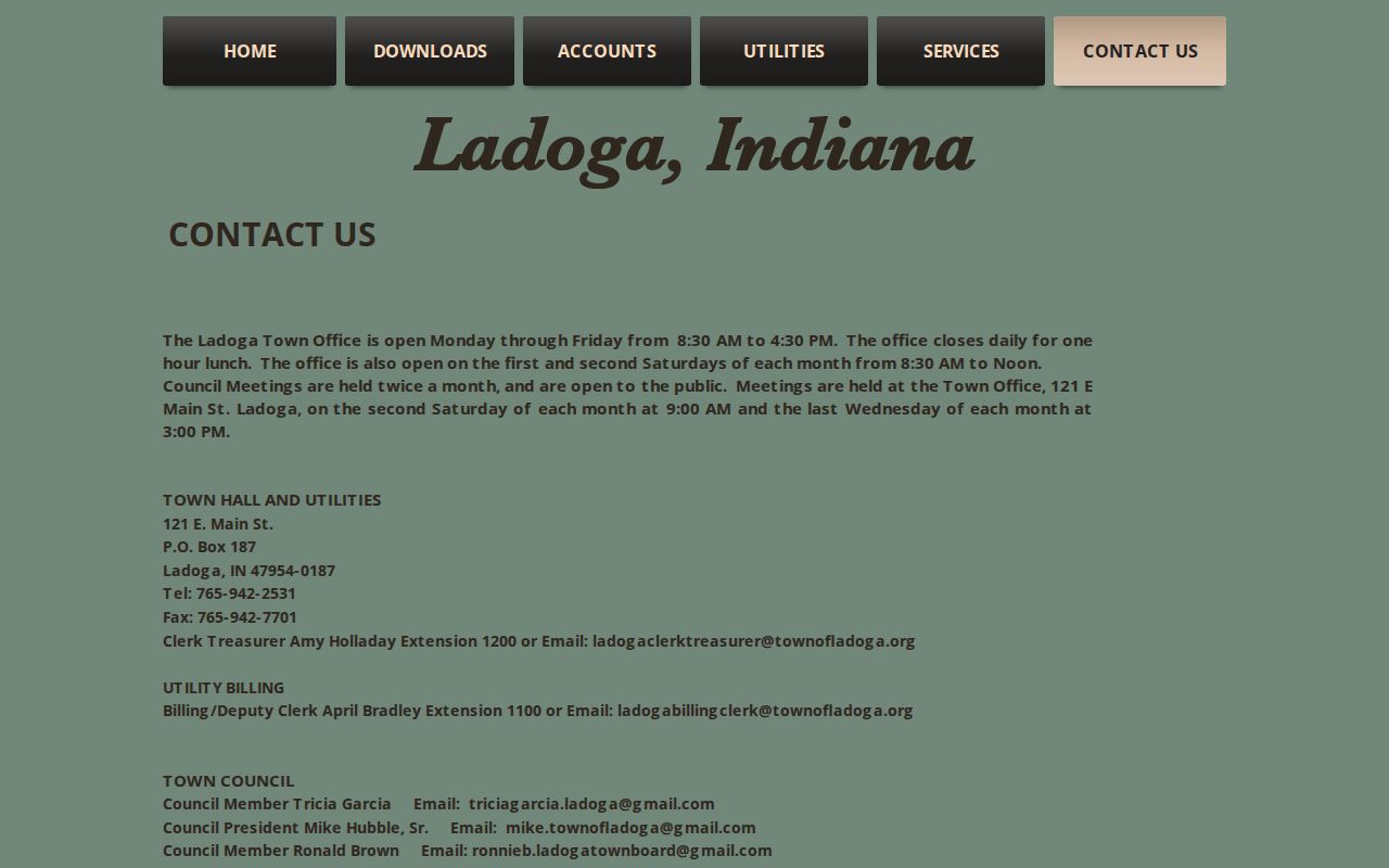 Ladoga contact details for separating town and court records