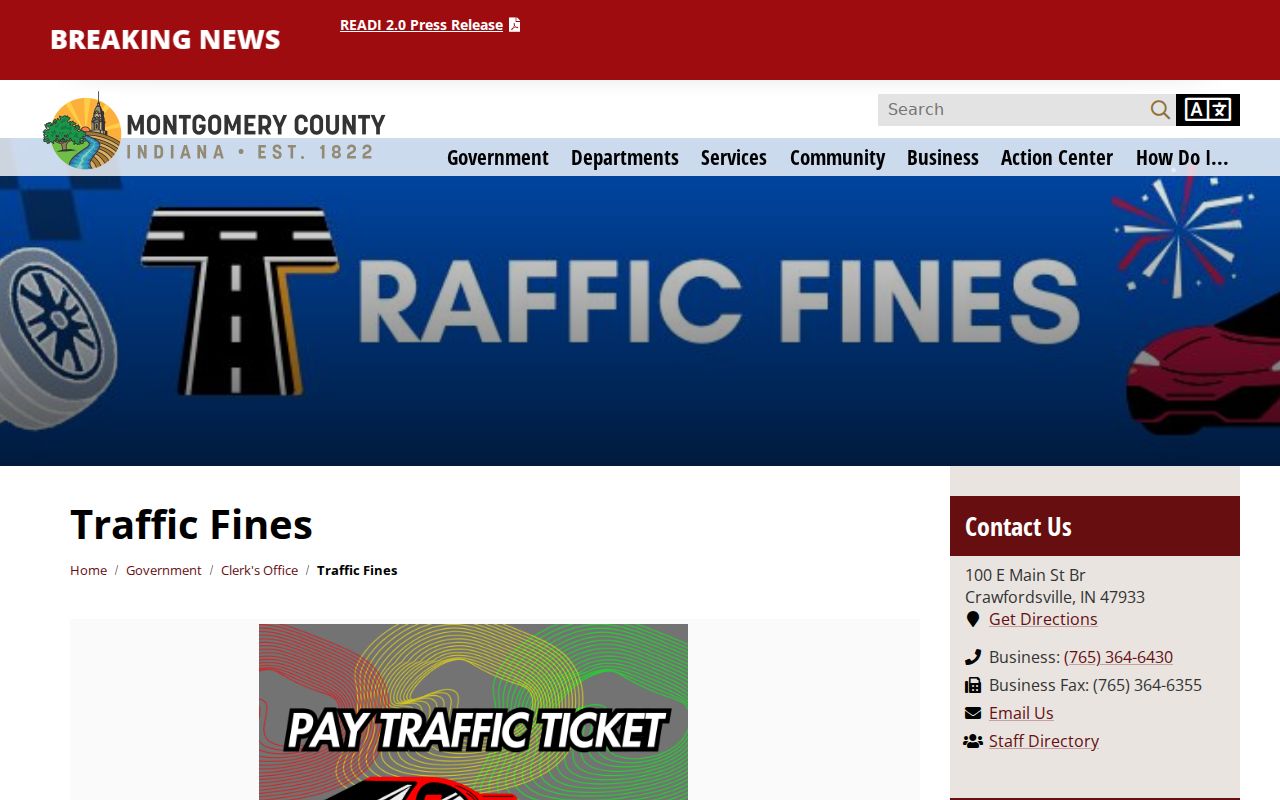 Montgomery County traffic ticket fine table